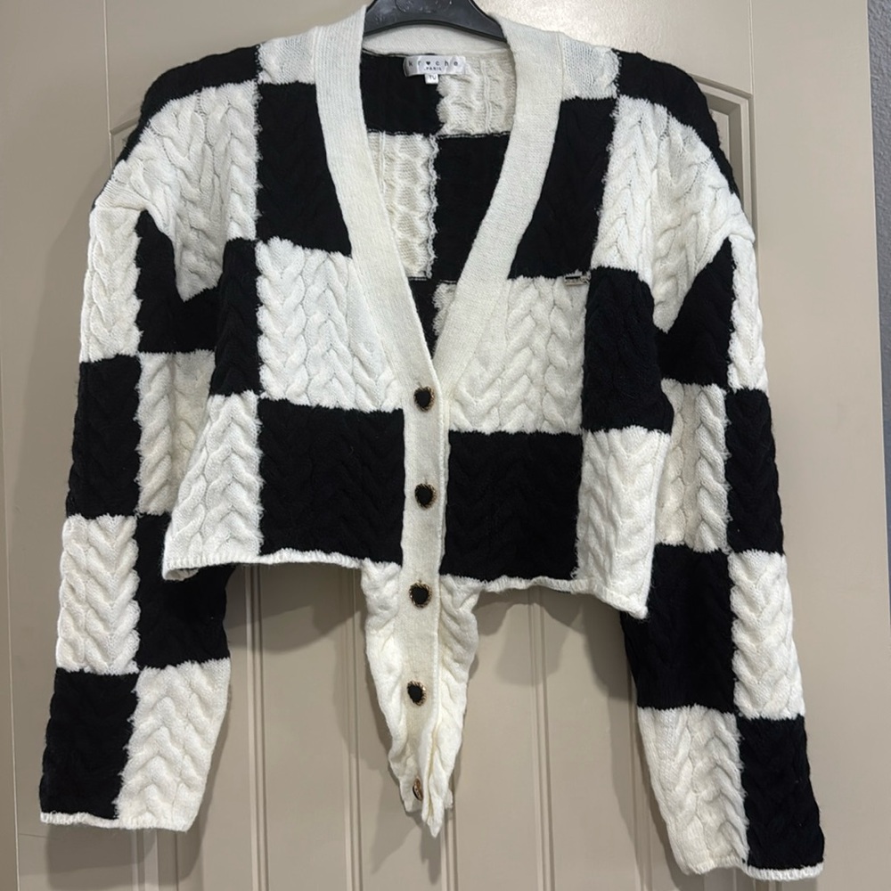 Kroche Paris black&white chekered cardigan